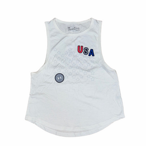 Under Armour Red White Blue Loose Sleeveless Muscle Tee Athleisure Activewear